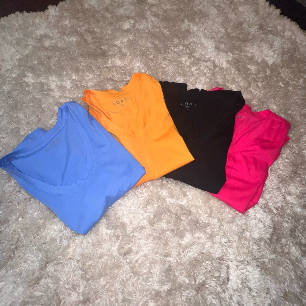 LOFT Muscle Cap Sleeve Tops - Set of 4 - Size Small Black Blue Pink Orange
